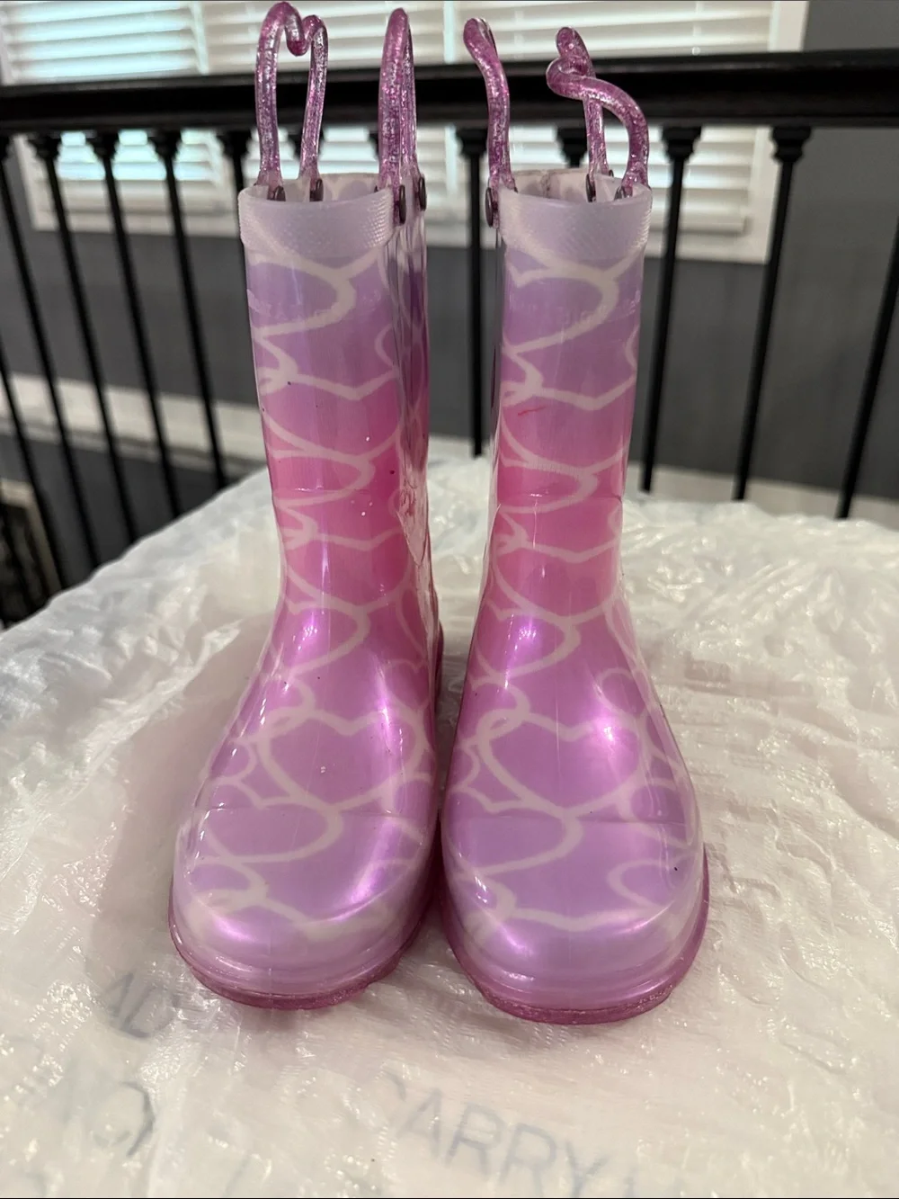 Western Chief Pink & Purple Heart Kids Rain Boots